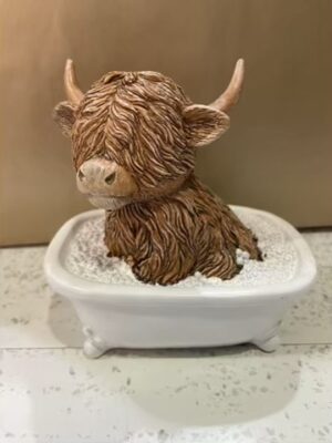 Highland Cow Soaking In The Bath Ornament