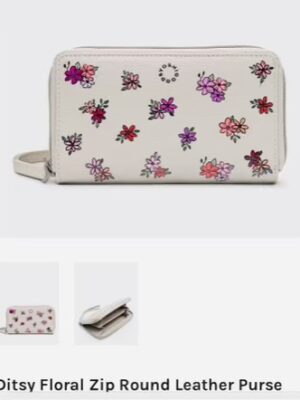 Ditsy Floral Zip Around Purse With Wrist Strap