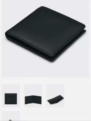Men's Black Leather 2 Fold Wallet