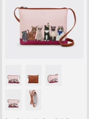 Pink/Brown Party Cats Cross Body Bag