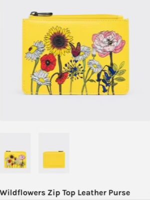 Yellow Wild Flowers Zip Top Purse