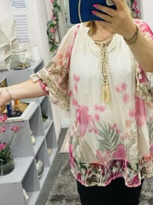 Floral Sequin Detail Tassel Braided Top Various Colours