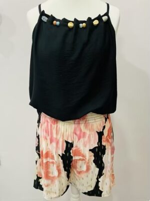 Large Floral Elasticated Waist Easy To Wear Shorts In Green, Blue, Pink, Or Black