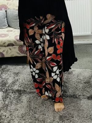 Red, Blue, Or Orange Floral Print Trousers