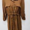 Long Tunic Tie Waist Long Button Up Sleeve Top In Various Colours