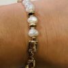 Gold Or Silver Gold Link Bracelet With Pearl Detail Bracelet