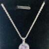Silver Diamante Oval Pendant Short Necklace