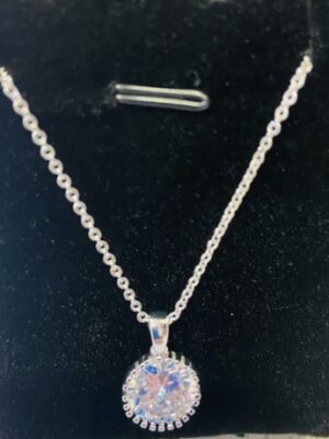Silver Diamante Pendant Short Necklace