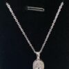Silver Diamante Oval Pendant Short Necklace