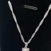 Silver Twist Chain With Diamante Square Pendant Necklace