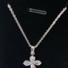 Silver Chain With Diamante Flower Pendant Necklace