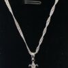 Silver Twist Chain With Diamante Pendant Necklace