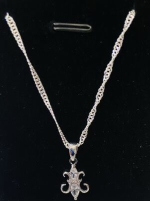 Silver Twist Chain With Diamante Pendant Necklace