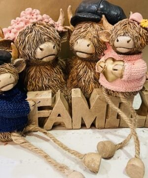 Highland Cow Cuddling Family Ornament