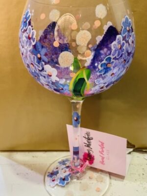 Hand Painted Delphinium Gin Glass