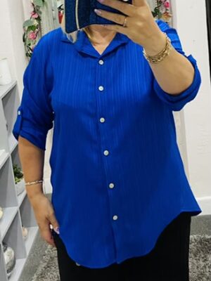 Plain Long Sleeve Button Front Top Various Colours