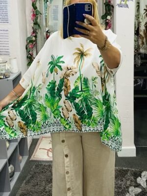 Palm Leaf Print Oversized Top Various Colours