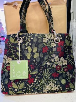 Black Jacquard Floral Print Camille Bag