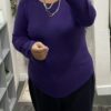 Purple, Grey, Or Orange Plain Round Neck Jumper