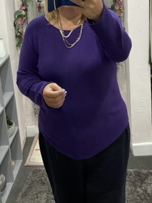 Purple, Grey, Or Orange Plain Round Neck Jumper