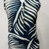 Navy Leaf Print Sleeveless Top