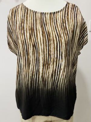 Brown Striped Ombre Bow Back Detail Top