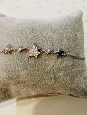 Silver Diamante Star Bracelet With Ball Fastener