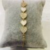 Gold Or Silver Sparkly Glitter Hearts Bracelet With Ball Fastener