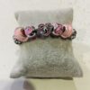 Pink Shimmer Silver Diamante Beaded Wrap Around Bangle