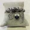 Black Owl Silver Diamante Beaded Wrap Around Bangle