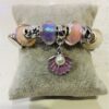 Multi Pink/Purple/ White Shimmer Silver Diamante Beaded Wrap Around Bangle