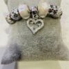 White Shimmer Silver Diamante Beaded Wrap Around Bangle