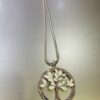 Silver White Tree In A Diamante Circle Long Necklace