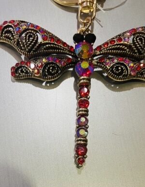 Red Diamante Dragonfly Key Ring/Bag Charm