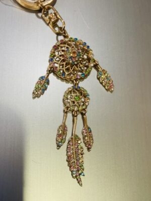 Gold Multi Diamante Dream Catcher Key Ring/Bag Charm
