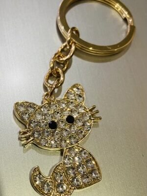 Gold Diamante Cat Key Ring/Bag Charm