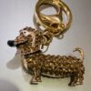 Gold Diamante Sausage Dog Key Ring/Bag Charm
