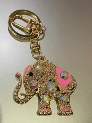 Pink Diamante Elephant Key Ring/Bag Charm