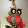 Neon Pink Diamante Owl Key Ring/Bag Charm
