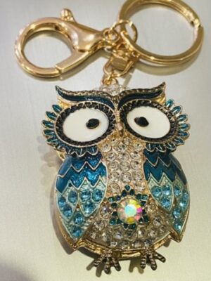 Blue Diamante Owl Key Ring/Bag Charm