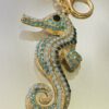 Blue Or Pink Diamante Sea Horse Key Ring/Bag Charm
