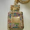 Gold Square Diamante Perfume Bottle Key Ring/Bag Charm