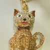 Gold/Brown Diamante Cat Key Ring/Bag Charm