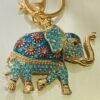 Blue Diamante Elephant With Red Flower Detail Key Ring/Bag Charm