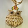 Gold Diamante Owl With A Crown Key Ring/Bag Charm