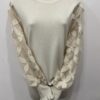 Beige Floral Lattice Sleeve Fine knit Jumper
