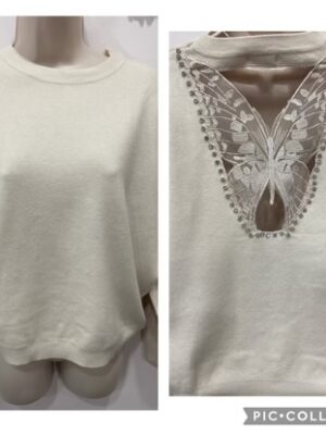 Plain Front With Diamante Lace Back Detail Soft Knit Jumper