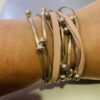 Rose Gold Or Silver Wrap Over Diamante Detail Beaded Bracelet With Magnetic Fastener
