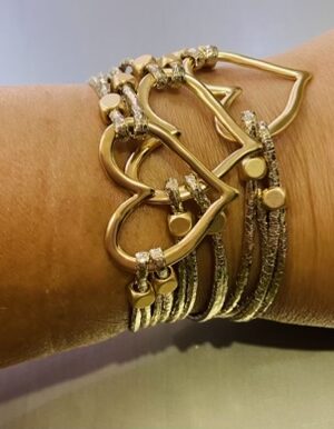 Gold Strand, Heart Trio Bracelet With Magnetic Fastener