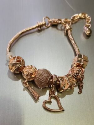 Rose Gold Heart Charm Bracelet